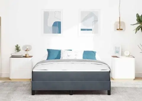 Pat boxspring cu saltea Gri închis 140 x 190 cm Catifea - 5/5