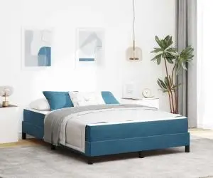 vidaXL Pat boxspring cu saltea Albastru închis 140 x 190 cm Catifea