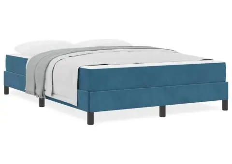 Pat boxspring cu saltea Albastru închis 140 x 190 cm Catifea - 4/5