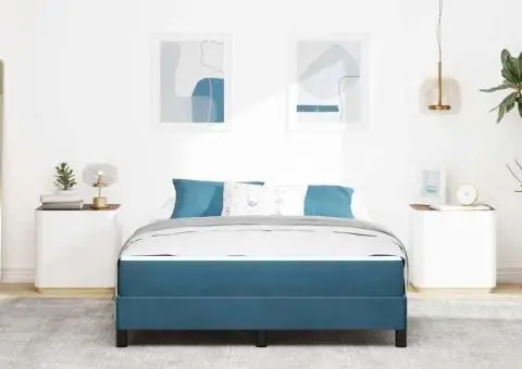 Pat boxspring cu saltea Albastru închis 140 x 190 cm Catifea - 5/5