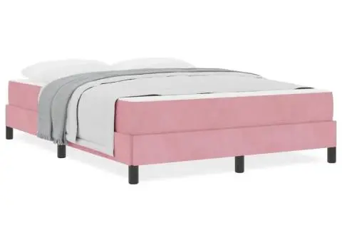 Pat boxspring cu saltea Roz 140 x 190 cm Catifea - 4/5