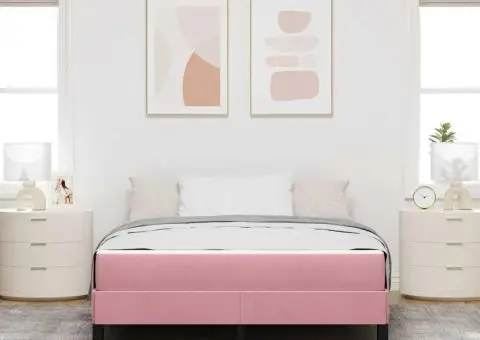 Pat boxspring cu saltea Roz 140 x 190 cm Catifea - 5/5