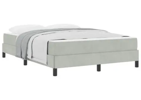 Pat boxspring cu saltea Gri deschis 140 x 200 cm Catifea - 3/5