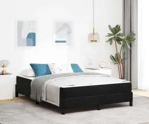 vidaXL Pat boxspring cu saltea Negru 140 x 200 cm Catifea