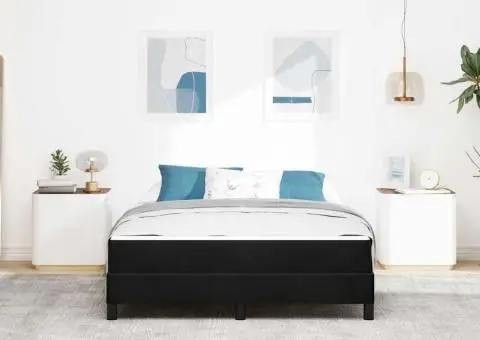 Pat boxspring cu saltea Negru 140 x 200 cm Catifea - 5/5