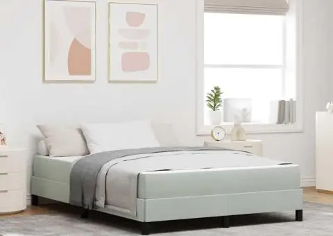 Pat boxspring cu saltea Gri deschis 160 x 200 cm Catifea - 1/5