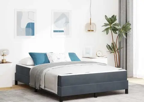 Pat boxspring cu saltea Gri închis 160 x 200 cm Catifea - 1/5