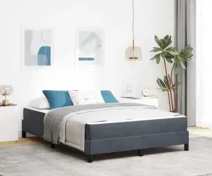vidaXL Pat boxspring cu saltea Gri închis 160 x 200 cm Catifea