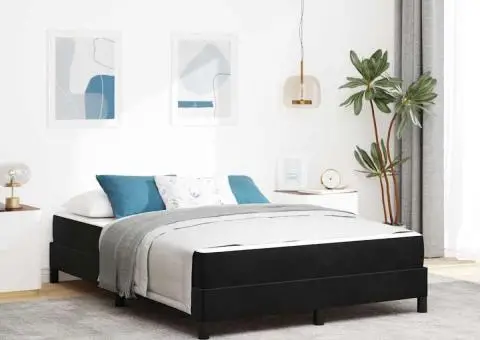 Pat boxspring cu saltea Negru 160 x 200 cm Catifea - 1/5