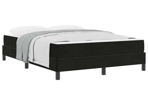 Pat boxspring cu saltea Negru 160 x 200 cm Catifea - 3/5