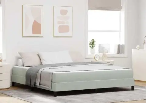 Pat boxspring cu saltea Gri deschis 180 x 200 cm Catifea - 1/5