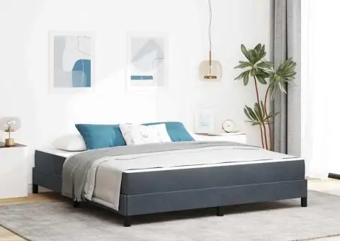 Pat boxspring cu saltea Gri închis 180 x 200 cm Catifea - 1/5