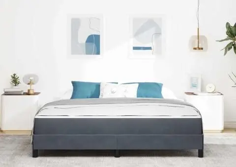 Pat boxspring cu saltea Gri închis 180 x 200 cm Catifea - 5/5