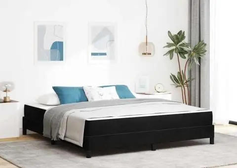 Pat boxspring cu saltea Negru 180 x 200 cm Catifea - 1/5