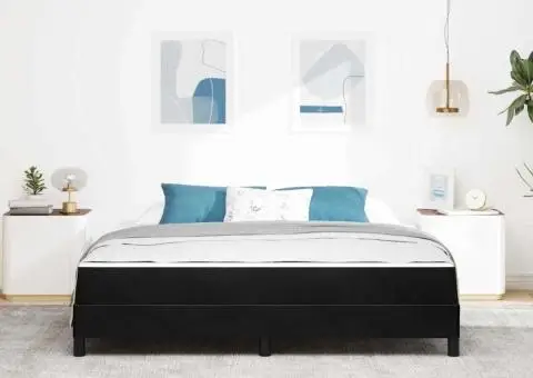 Pat boxspring cu saltea Negru 180 x 200 cm Catifea - 5/5