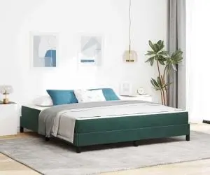 vidaXL Pat boxspring cu saltea Verde închis 180 x 200 cm Catifea