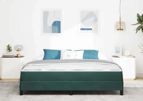 Pat boxspring cu saltea Verde închis 180 x 200 cm Catifea - 5/5