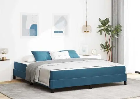 Pat boxspring cu saltea Albastru închis 180 x 200 cm Catifea - 1/5