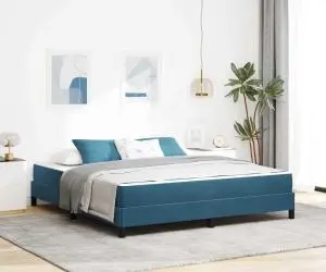 vidaXL Pat boxspring cu saltea Albastru închis 180 x 200 cm Catifea