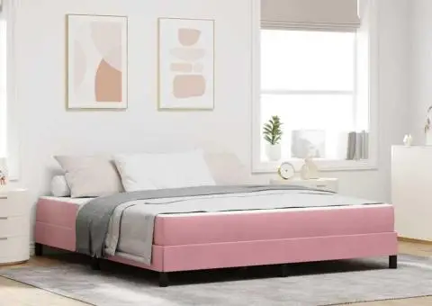Pat boxspring cu saltea Roz 180 x 200 cm Catifea - 1/5