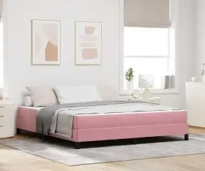 vidaXL Pat boxspring cu saltea Roz 180 x 200 cm Catifea