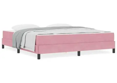 Pat boxspring cu saltea Roz 180 x 200 cm Catifea - 4/5