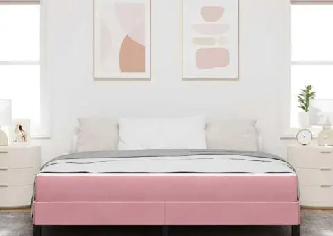 Pat boxspring cu saltea Roz 180 x 200 cm Catifea - 5/5