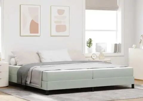 Pat boxspring cu saltea Gri deschis 200 x 200 cm Catifea - 1/5