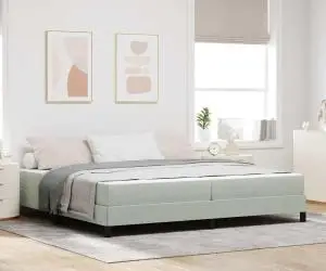 vidaXL Pat boxspring cu saltea Gri deschis 200 x 200 cm Catifea