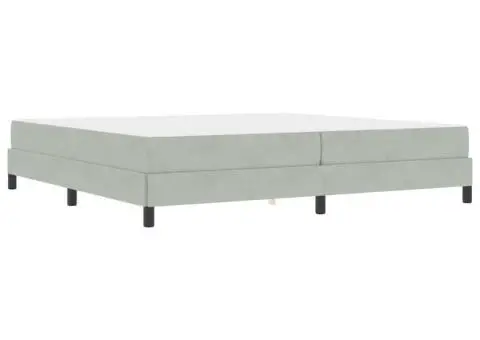 Pat boxspring cu saltea Gri deschis 200 x 200 cm Catifea - 2/5