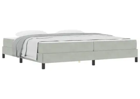 Pat boxspring cu saltea Gri deschis 200 x 200 cm Catifea - 3/5