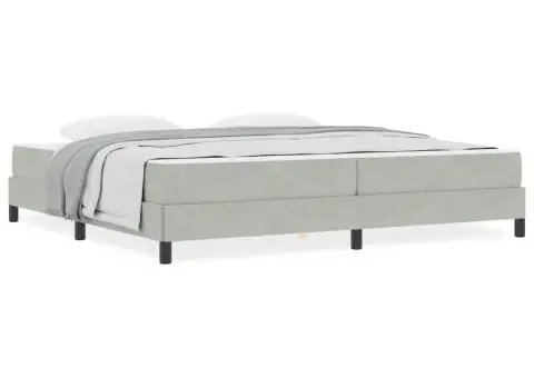 Pat boxspring cu saltea Gri deschis 200 x 200 cm Catifea - 4/5