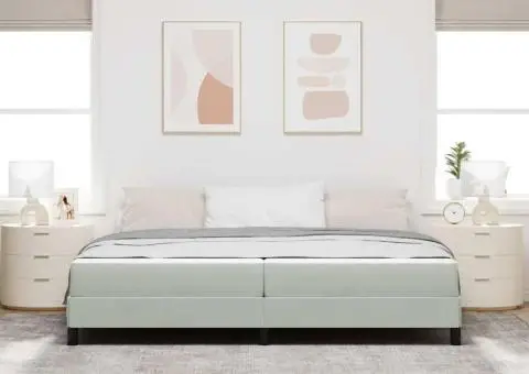 Pat boxspring cu saltea Gri deschis 200 x 200 cm Catifea - 5/5