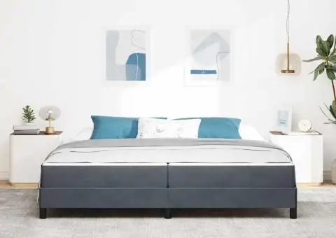 Pat boxspring cu saltea Gri închis 200 x 200 cm Catifea - 5/5