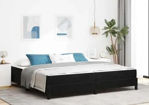 Pat boxspring cu saltea Negru 200 x 200 cm Catifea - 1/5