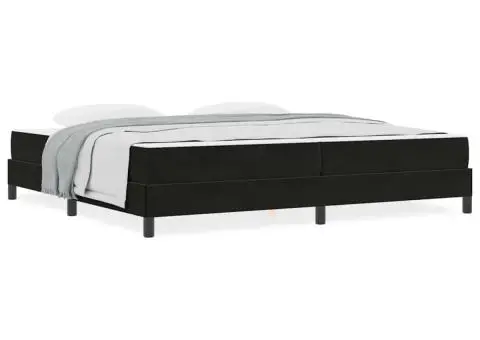 Pat boxspring cu saltea Negru 200 x 200 cm Catifea - 4/5