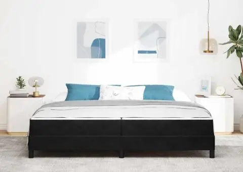 Pat boxspring cu saltea Negru 200 x 200 cm Catifea - 5/5