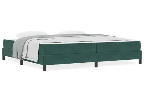 Pat boxspring cu saltea Verde închis 200 x 200 cm Catifea - 4/5