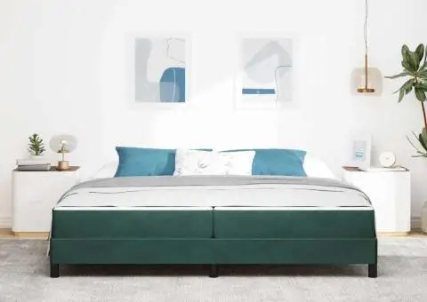 Pat boxspring cu saltea Verde închis 200 x 200 cm Catifea - 5/5