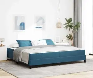 vidaXL Pat boxspring cu saltea Albastru închis 200 x 200 cm Catifea
