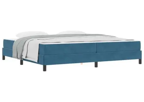 Pat boxspring cu saltea Albastru închis 200 x 200 cm Catifea - 3/5