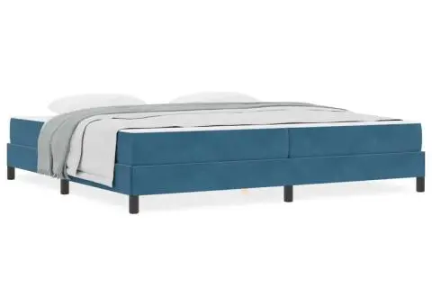 Pat boxspring cu saltea Albastru închis 200 x 200 cm Catifea - 4/5