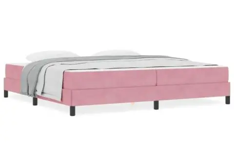 Pat boxspring cu saltea Roz 200 x 200 cm Catifea - 4/5