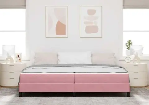Pat boxspring cu saltea Roz 200 x 200 cm Catifea - 5/5