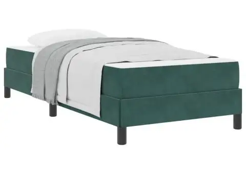 Pat boxspring cu saltea Verde închis 100 x 210 cm Catifea - 3/5