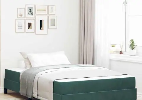 Pat boxspring cu saltea Verde închis 120 x 210 cm Catifea - 1/5