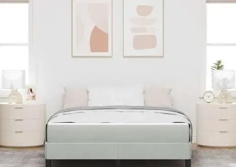 Pat boxspring cu saltea Gri deschis 140 x 210 cm Catifea - 5/5