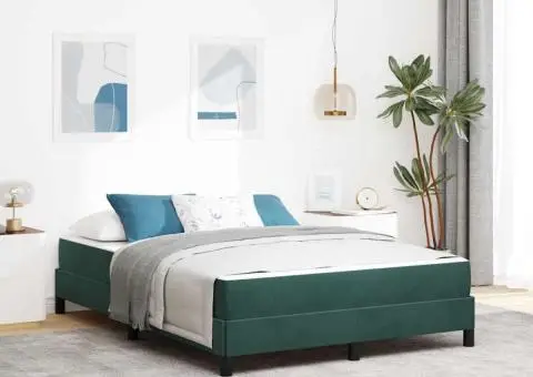 Pat boxspring cu saltea Verde închis 140 x 210 cm Catifea - 1/5