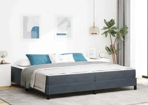 Pat boxspring cu saltea Gri închis 200 x 210 cm Catifea - 1/5