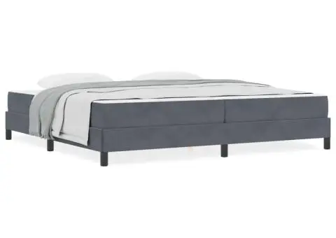 Pat boxspring cu saltea Gri închis 200 x 210 cm Catifea - 4/5